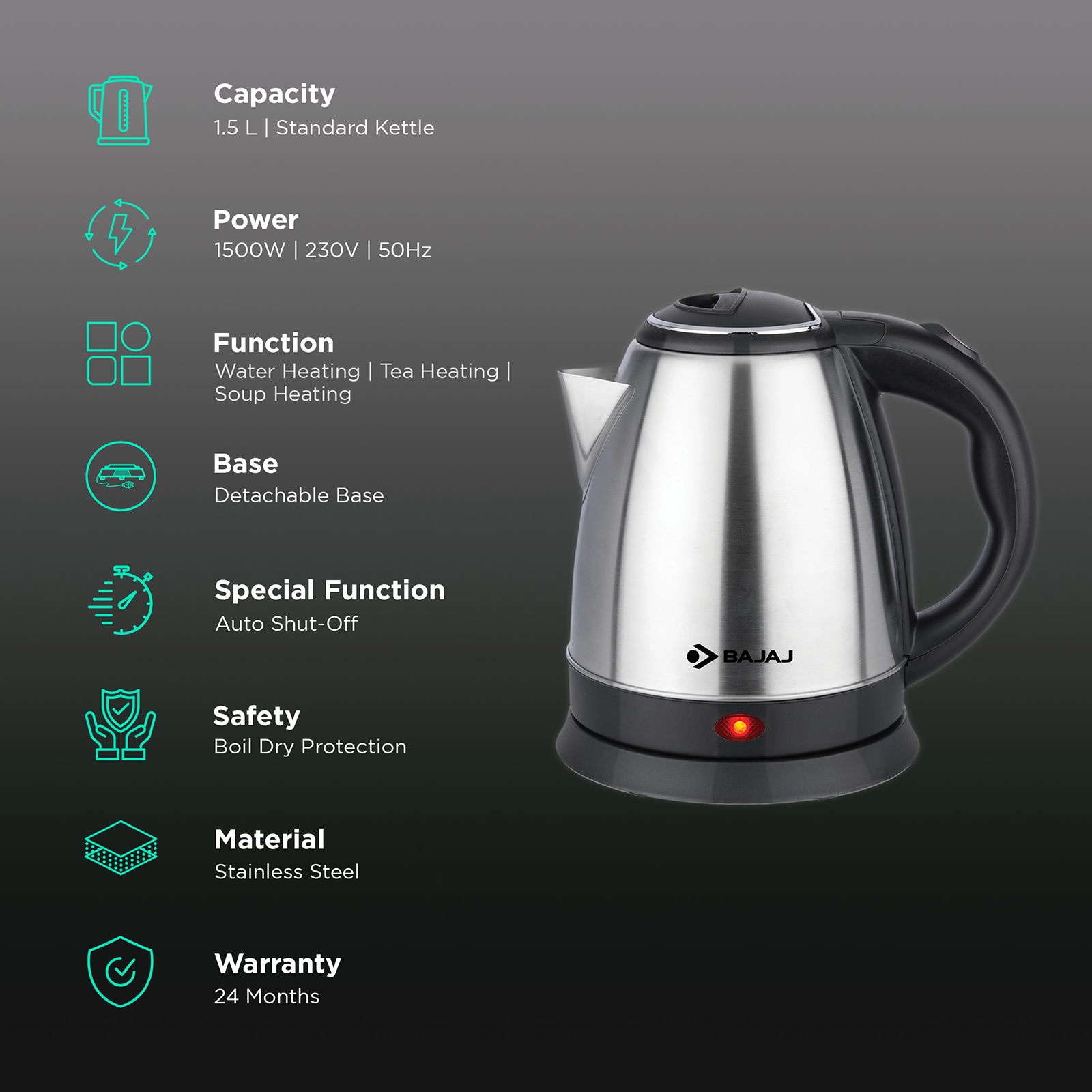 Bajaj electric clearance kettle 1.5 litre